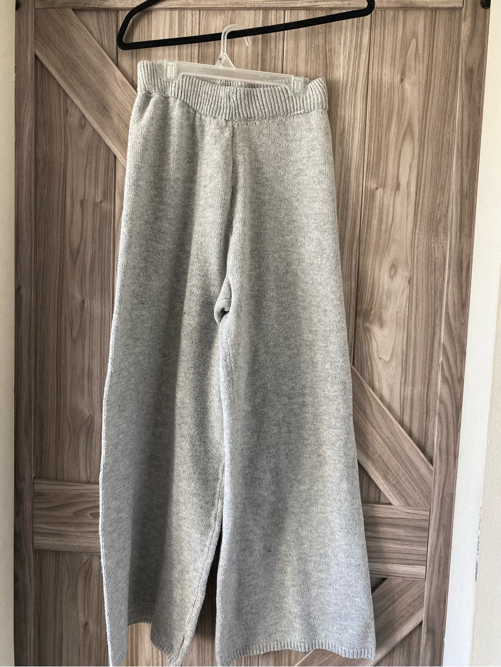 Wide-Leg Knit Lounge Pants - Light Gray